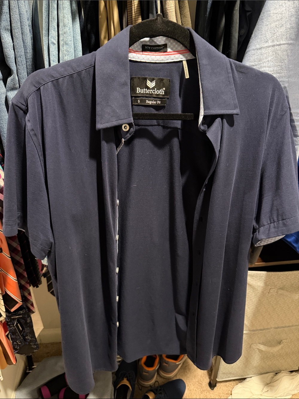 Buttercloth Men’s Navy Short-Sleeve Button Shirt